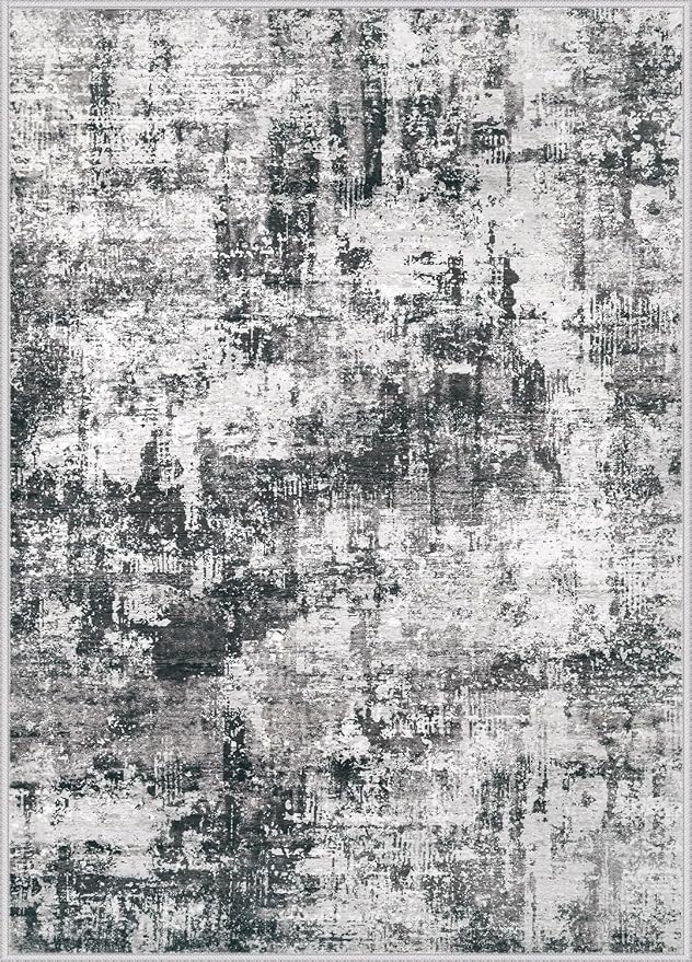 8x10 Area Rugs Washable Rug: Abstract Neutral Rugs Modern Non Slip Area Rug - Image 8