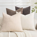 Set of 4 Soft Textured Decorative Throw Pillow Covers 24x24 Inch Cozy Farmhouse by Cozoomy