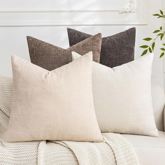Set of 4 Soft Textured Decorative Throw Pillow Covers 22x22 Inch Cozy Farmhouse by Cozoomy