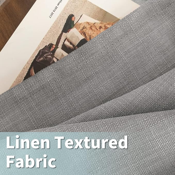 Natural Grey Linen Curtains for Bedroom 84 Inch Length 2 Panels | Faux Linen - Image 2