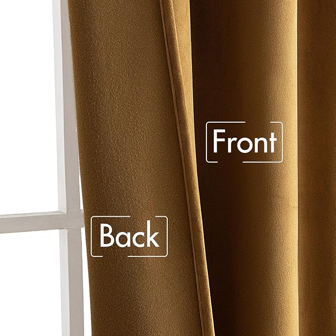 MIULEE Gold Velvet Curtains 52x96 inches Luxury Blackout Curtains | Thermal - Image 6