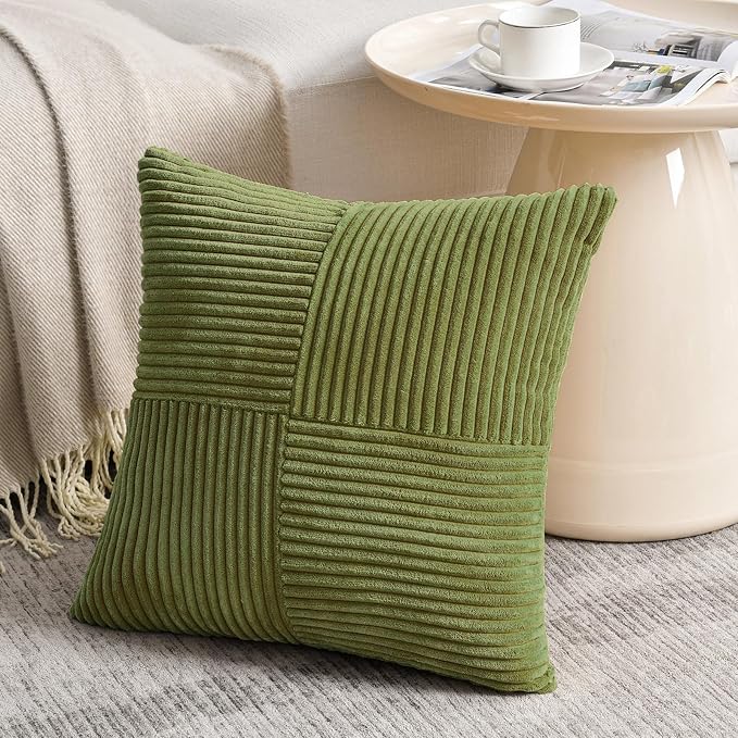 Fancy Homi 2 Packs Moss Green Decorative Throw Pillow Covers 18x18 Inch - Image 2