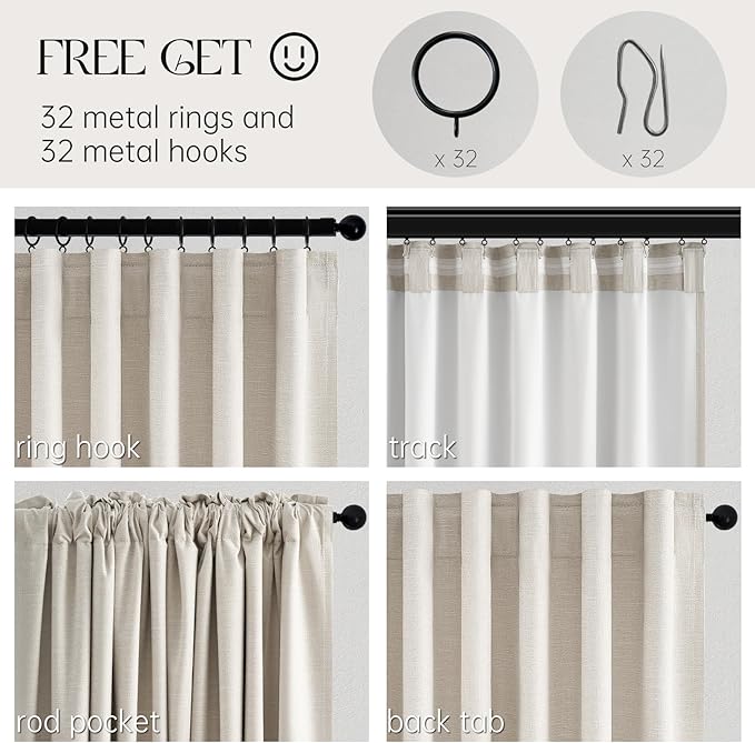 Topfinel 78 Inch Long Linen Blackout Curtains 2 Panels Set - Image 3