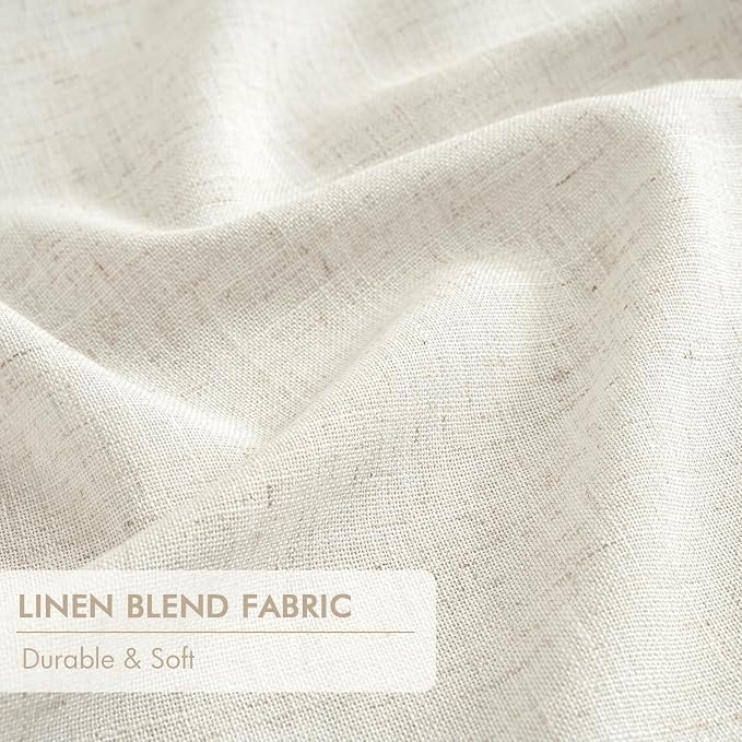 MIULEE Natural Pinch Pleated 100% Blackout Linen Curtains 40x63 Inches | Room - Image 6