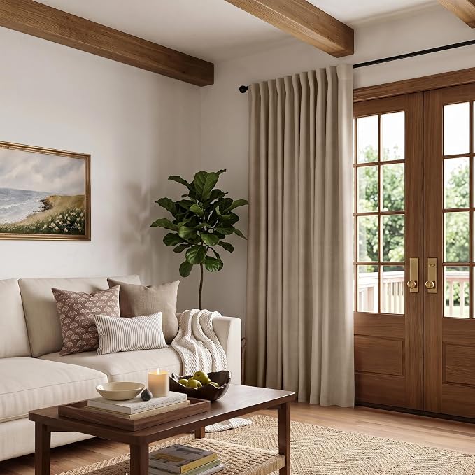 INOVADAY Extra Wide 100% Blackout Linen Curtains 102x84 Burlywood Birch | Linen - Image 5