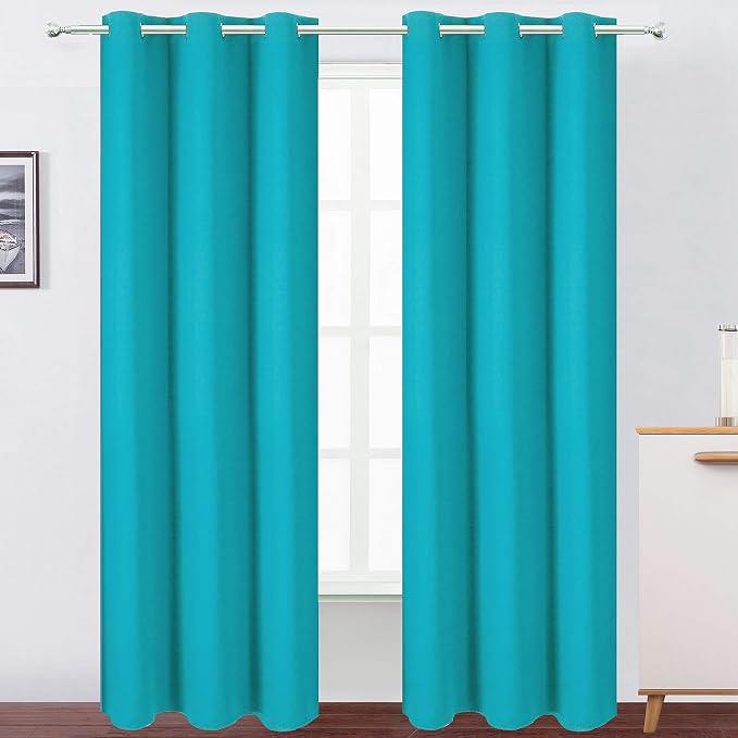 Teal Blackout Curtains/42 x 84 Inch/Set of 2 Panels Thermal Room Darkening by Lemomo
