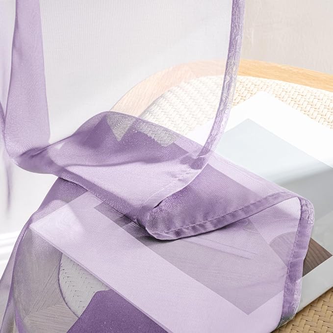 MIULEE Light Purple Sheer Curtains 90 Inches Long 4 Panels 42 x 90 Inches | - Image 7