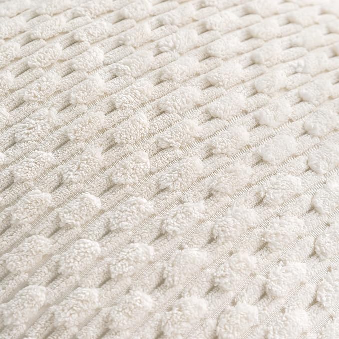 Set of 4 Grey White Taupe Decorative Throw Pillow Covers 22x22 Inch Corduroy - Image 7