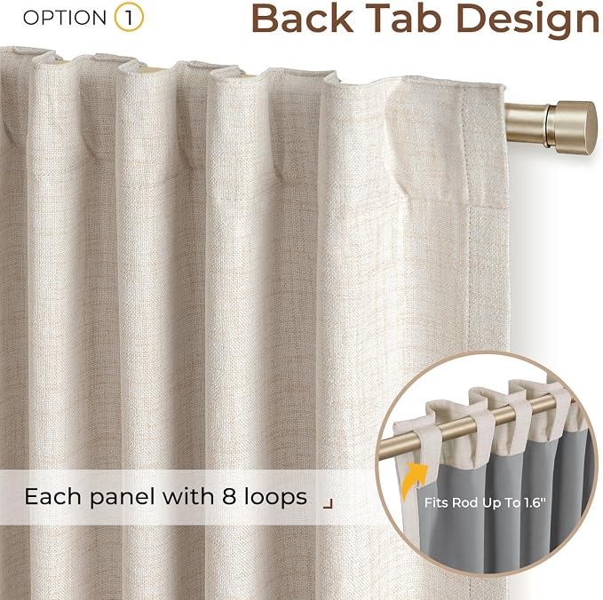 INOVADAY 100% Blackout Curtains 63 Inches Length 2 Panels Set, Back Tab/Rod - Image 3