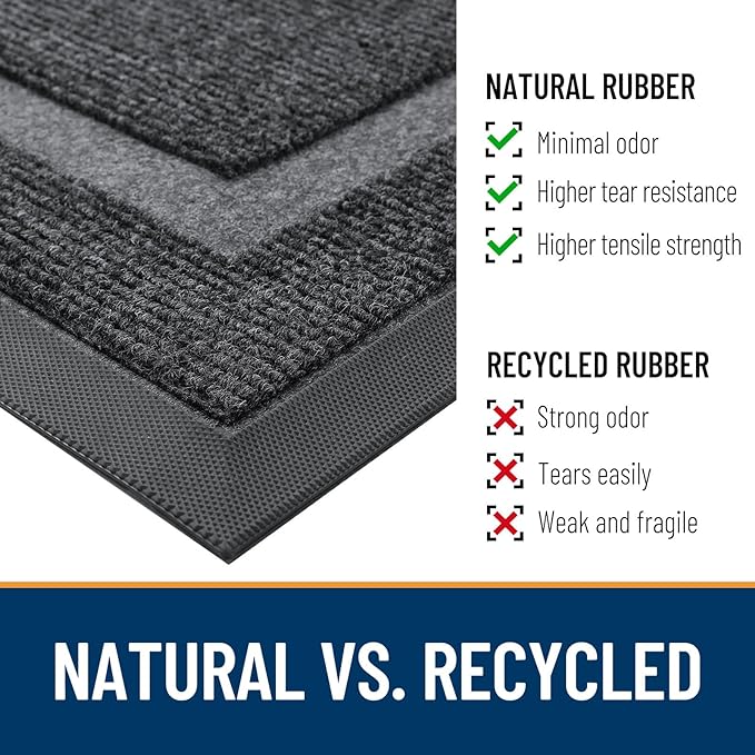 OLANLY Front Door Mat Outside 59x40, All-Season Heavy-Duty Rubber Doormat | Grey - Image 4
