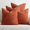 MIULEE Decorative Chenille Fall Pillow Covers Burnt Orange 20x20 Pack of 4 | by MIULEE