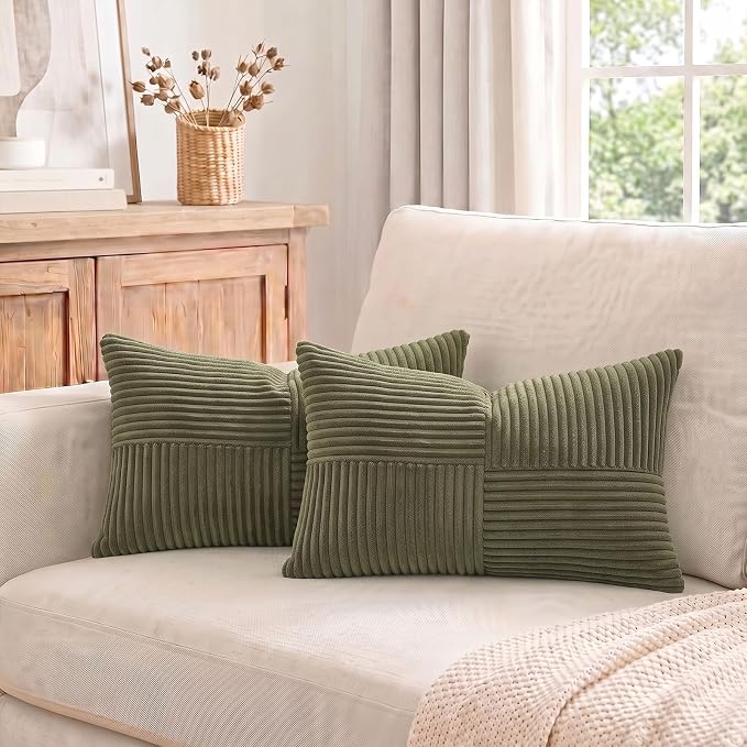 Fancy Homi 2 Packs Olive Green Lumbar Decorative Throw Pillow Covers 20x28 Inch - Image 7