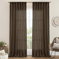 Brown Linen Curtains for Living Room 84 inch Length 2 Panels | Light Filtering by LAMIT
