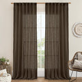 95 Inches Long Linen Curtains for Living Room, Semi Sheer Panels | Rod Pocket by LAMIT