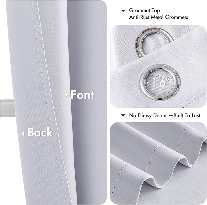 MIULEE Blackout Curtains for Bedroom 2 Panels 40x45 Inch Long Greyish White | - Image 4