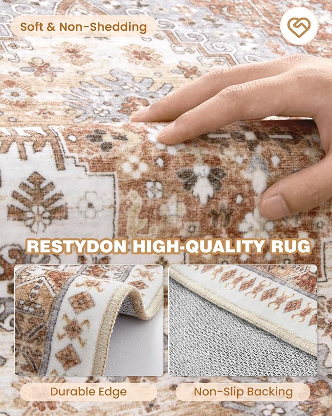 4x6 Area Rugs for Living Room Non Slip Rugs for Bedroom, Low Pile Soft Washable - Image 7