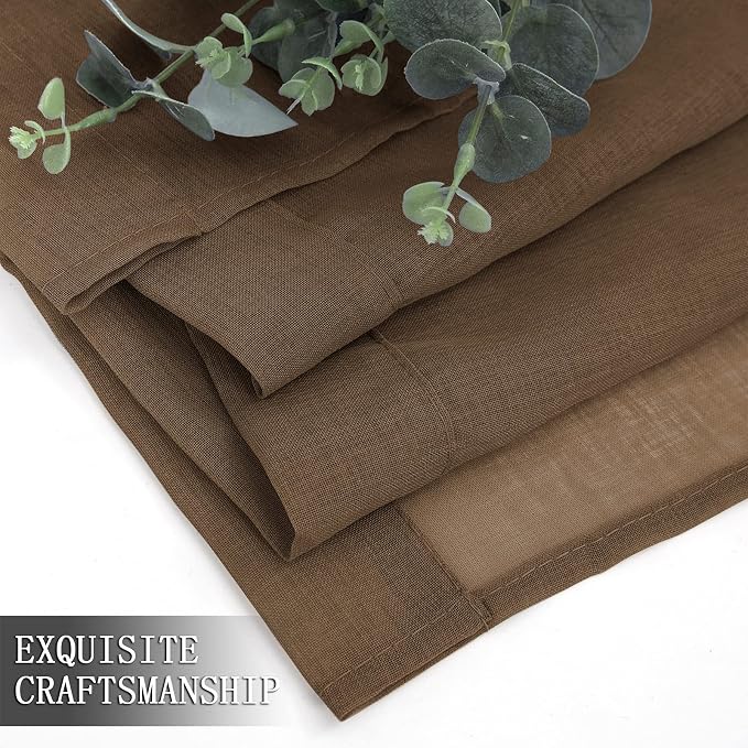 Tollpiz Sheer Curtains Living Room Linen Textured Curtain Sheers Light - Image 7