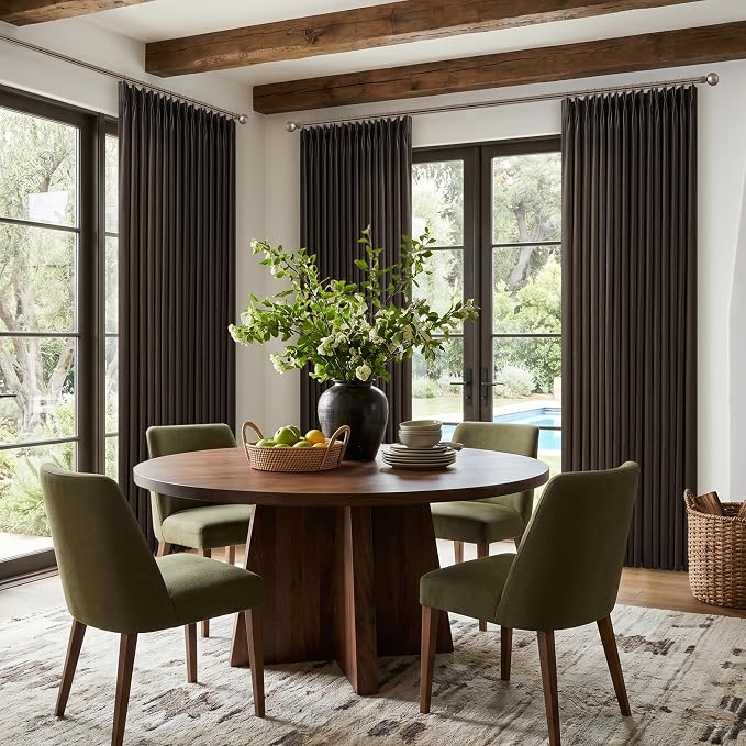 Dark Chocolate Linen Pleated Light Filtering Curtains - Image 8