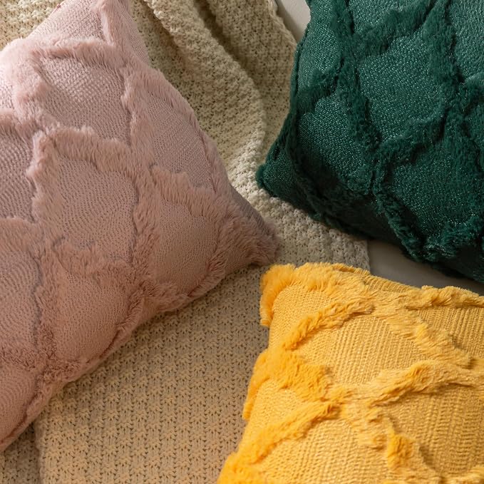 Set of 2 Soft Moroccan Throw Pillow Covers 22x22 Inch Plush Boho Decorative - Image 6