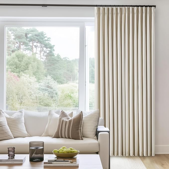 Cream Beige Pinch Pleated 120 Inch Curtains High Ceiling Linen Curtains | 100% - Image 9
