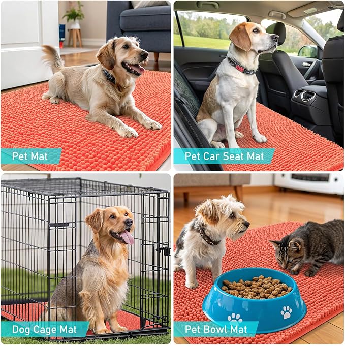 OLANLY Dog Door Mat for Muddy Paws 32x20, Super Absorbent Chenille Mud Mat | - Image 7