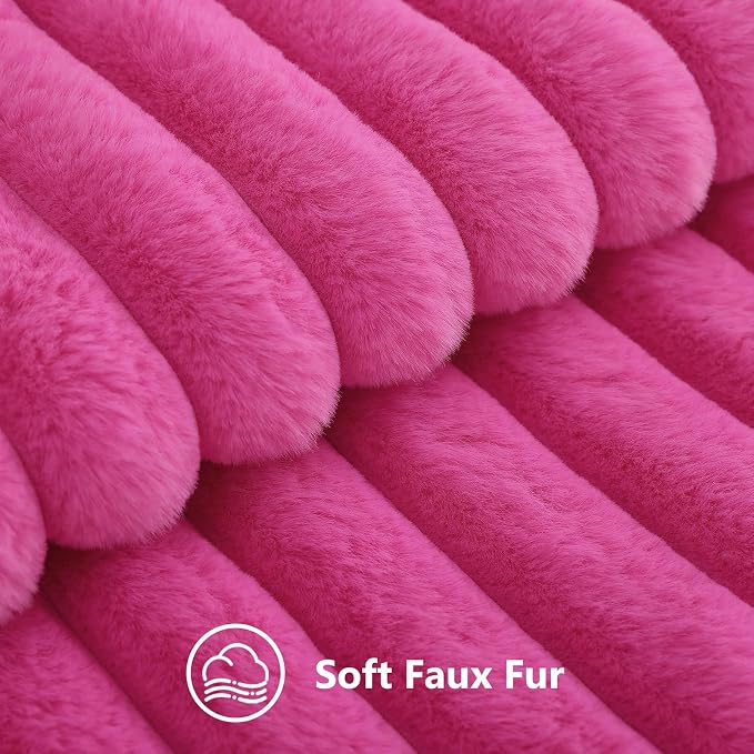 decorUhome Fall Faux Fur Throw Pillow Covers 12x20 Set of 2 Hot Pink | - Image 2