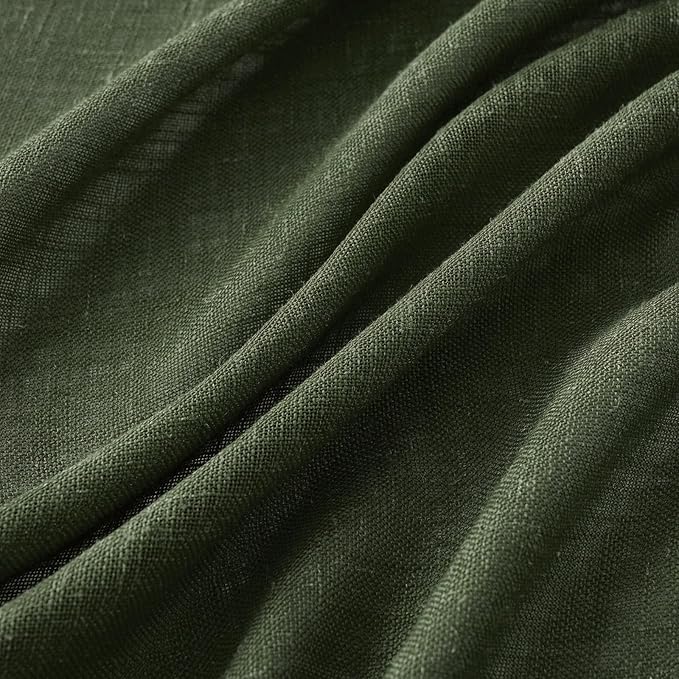 MIULEE Olive Green Linen Curtains 52x108 Inch Long - Image 4