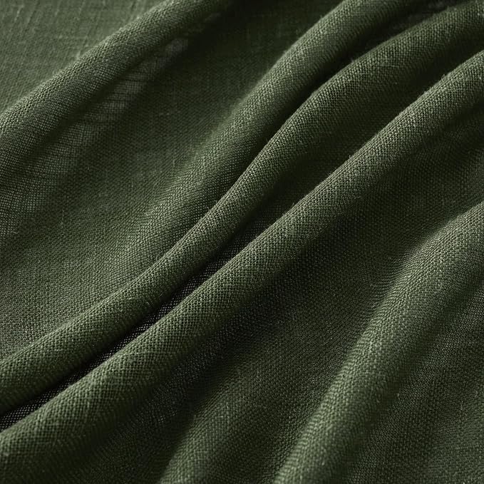 MIULEE Olive Green Linen Curtains 37x90 Inch Length 2 Panels | Bedroom Living - Image 4