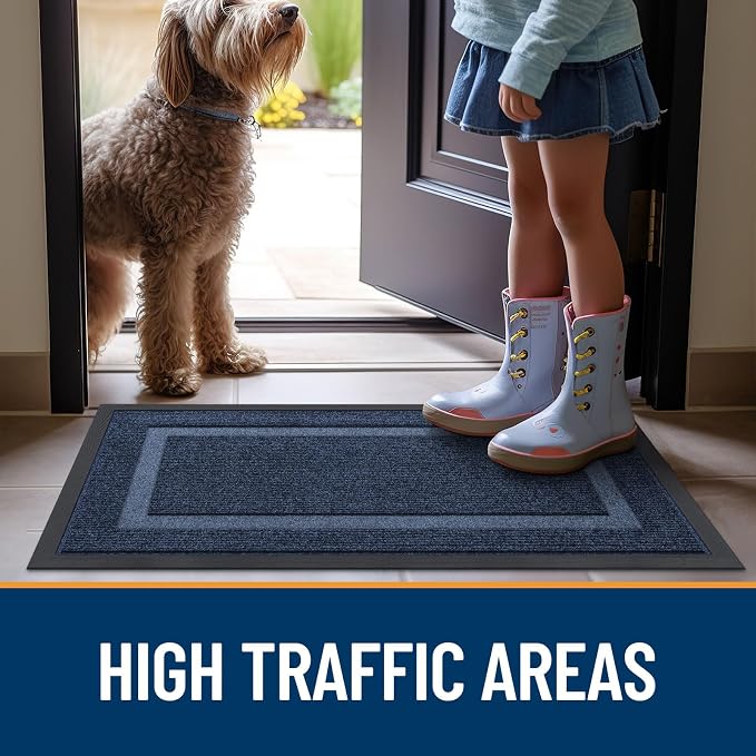 OLANLY Front Door Mat Outside 59x40, All-Season Heavy-Duty Rubber Doormat | Blue - Image 7