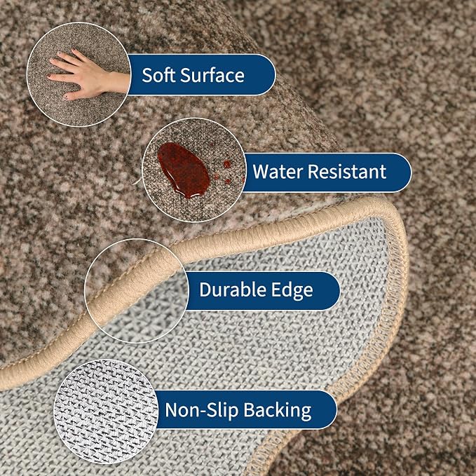 GarveeHome Scalloped Living Room Rug 5x7 Washable Non Slip, Taupe | Modern Area - Image 5