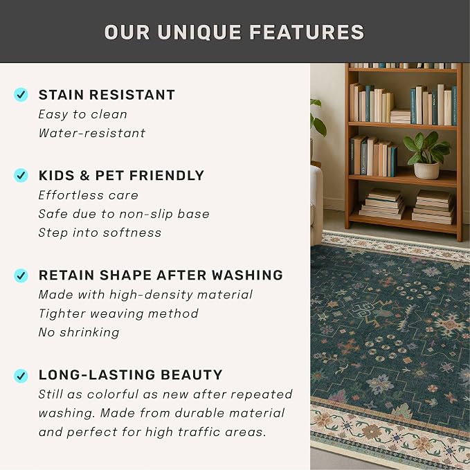 Dark Green Oushak 3x4 Large Entryway Rug - Image 8