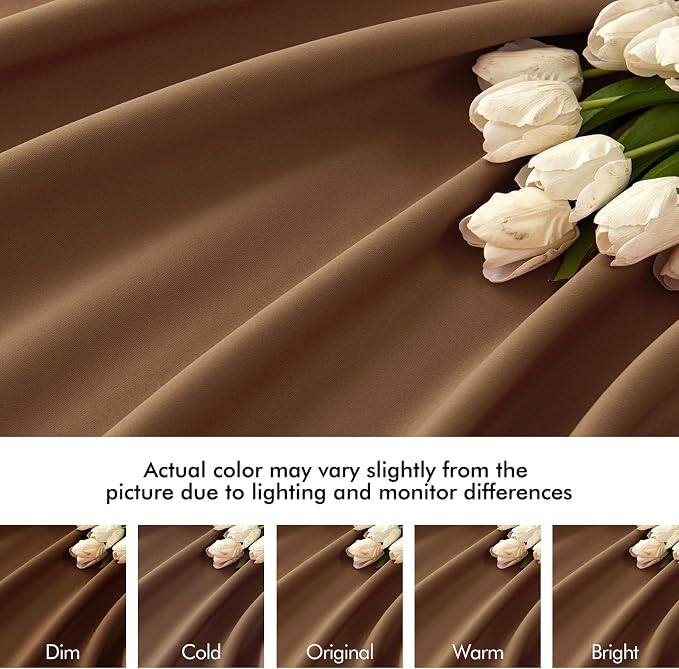 MIULEE Cappuccino Brown Back Tab Blackout Curtains 52"x90" Long 2 Panel Set | - Image 8