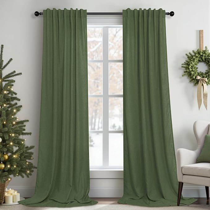 Pitalk Olive Green Curtains 96 Inches 8 FT Long by Pitalk