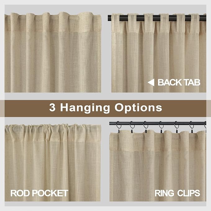 Burlywood Birch Taupe Beige Linen Curtains 96 Inches Long - Image 5