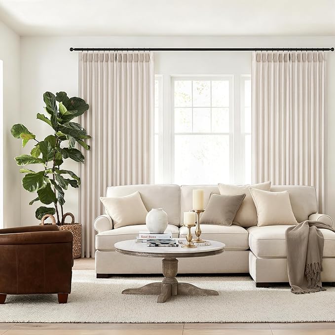 Topfinel 105 Inch Curtains 2 Panels Set, Two Packs Pinch Pleat Back Tab Linen - Image 3