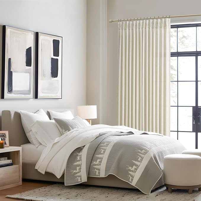 Extra Long 112 Inch Cream Pinch Pleat High Ceiling Curtains - Image 7