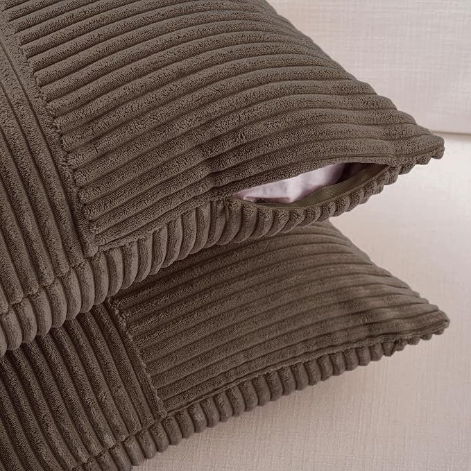 Fancy Homi 2 Packs Dark Brown Big Decorative Throw Pillow Covers 24x24 Inch - Image 4