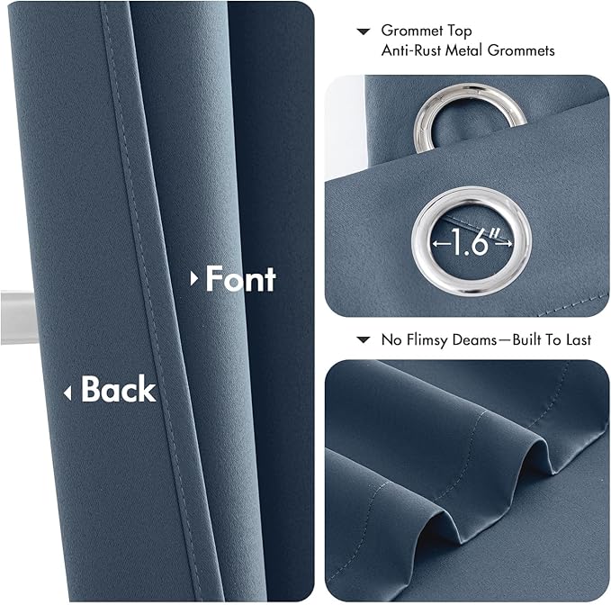 MIULEE Blackout Curtains for Bedroom 2 Panels 34 x 54 Inch Long Stone Blue | - Image 4