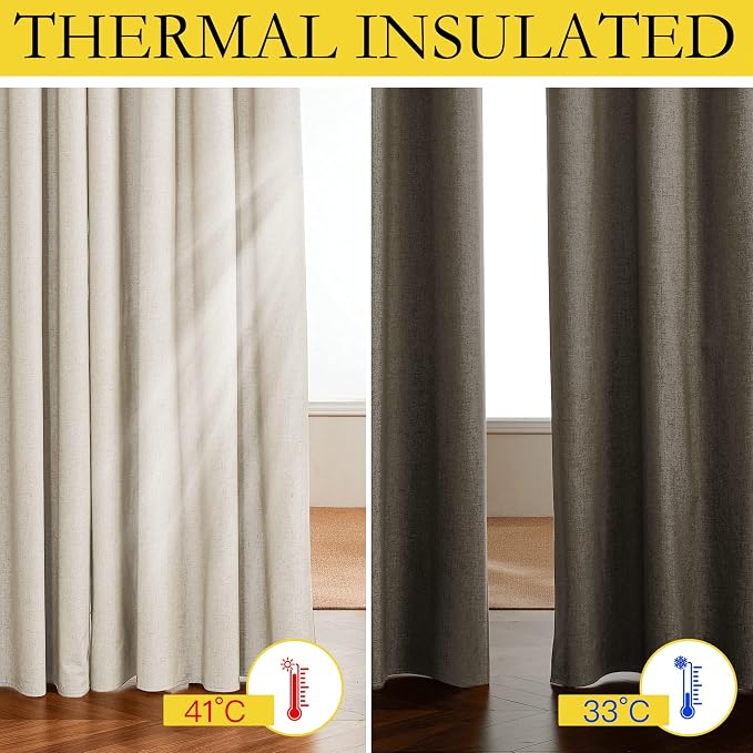 NICETOWN Linen Blackout Cold Blocking Curtains 63" Long - Image 4