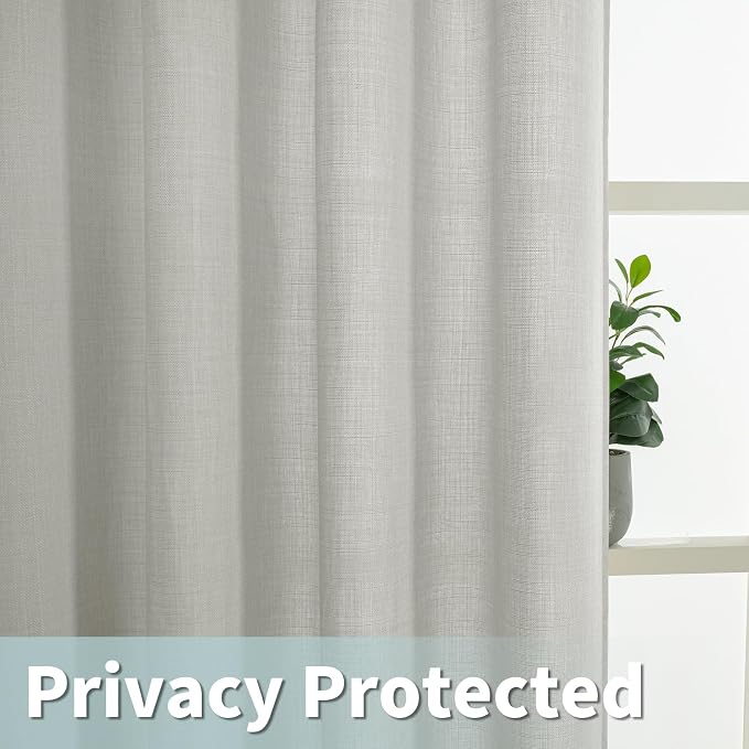 72 inch Linen Curtains for Bedroom, 52 x 72 Inch, Light Grey | Grommet - Image 4