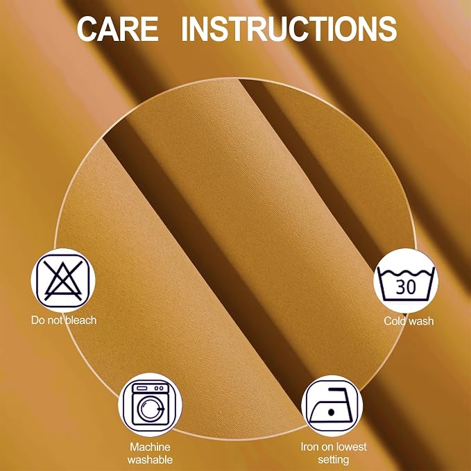 Blackout Curtains 52 x 108 inch/Mustard Yellow Curtains Set of 2 Panels/Thermal - Image 4