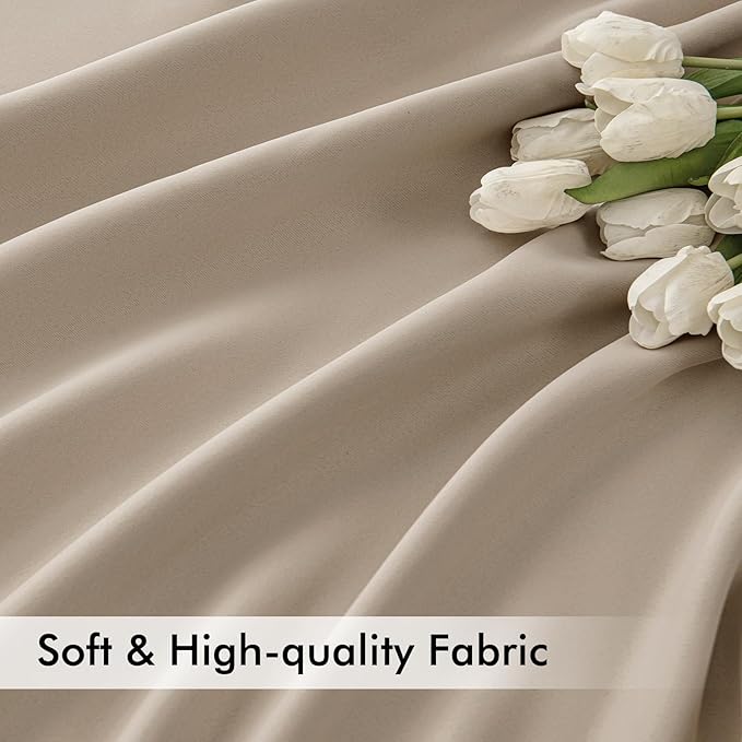 MIULEE Taupe Back Tab Blackout Curtains 52x108 Inch Long 2 Panels Set | Rod - Image 6
