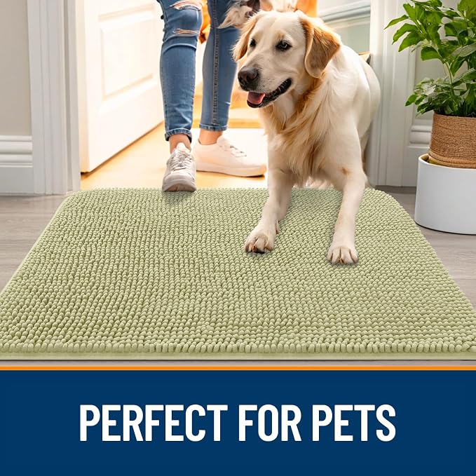 OLANLY Dog Door Mat for Muddy Paws 47x32, Super Absorbent Chenille Mud Mat | - Image 6