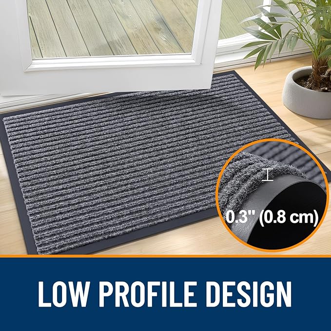 OLANLY Front Door Mat 40x32, Waterproof Heavy-Duty Indoor Outdoor Doormat | Grey - Image 4