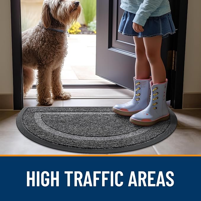 OLANLY Half Circle Front Door Mat Outside 71x23 All-Season Rubber Doormat | - Image 6