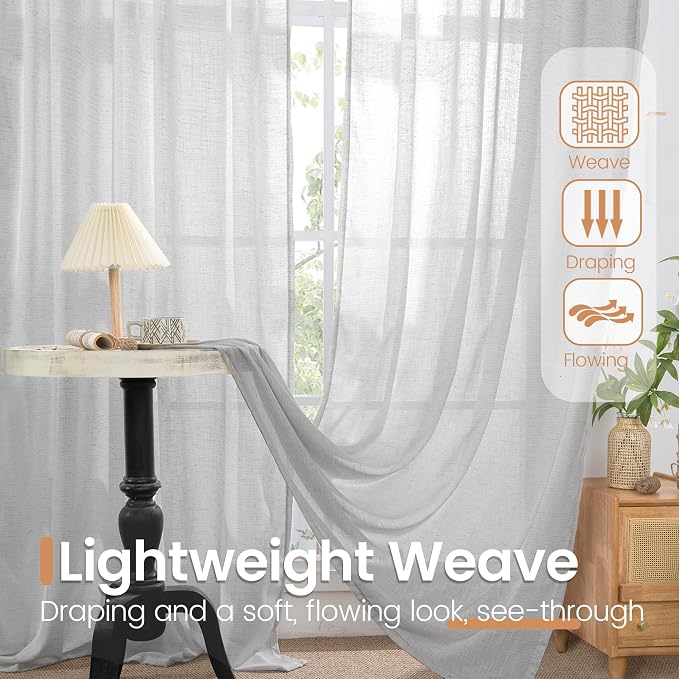 BGment Long Linen Curtains 102 Inch Length - Image 4