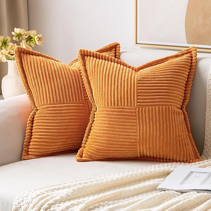 MIULEE Fall Burnt Orange Decorative Throw Pillow Covers 16x16 Inch 2 Pack | by MIULEE
