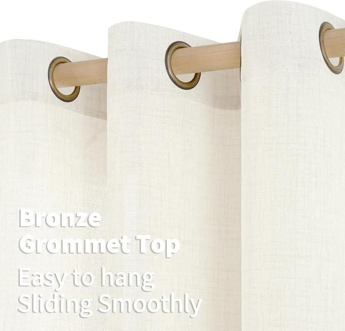 YoungsTex Ivory Linen Semi Sheer Curtains 84 Inch Length - Image 5