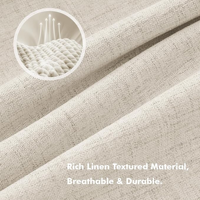 MIULEE 100% Blackout Linen Curtains 42 x 63 Inch Linen Beige 2 Panels | Thermal - Image 3