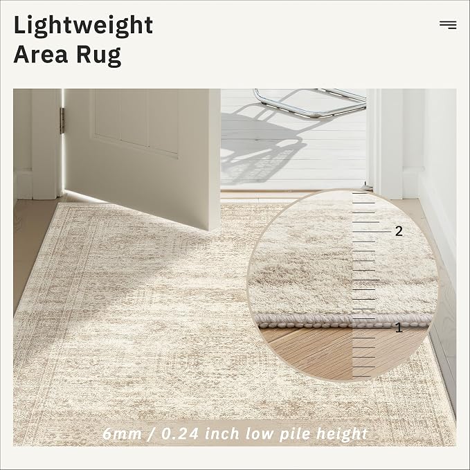 Soalmost Washable Runner Rug 2'6"x8' Kitchen Hallway Runners Beige | Soft - Image 8